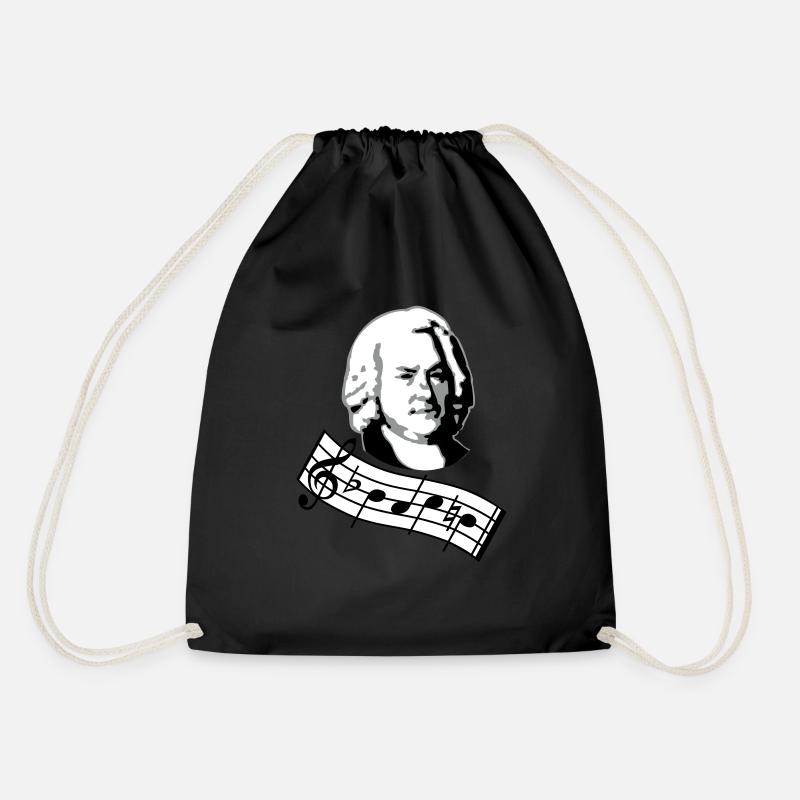 bach noten 3col vers2 - Turnbeutel - Schwarz