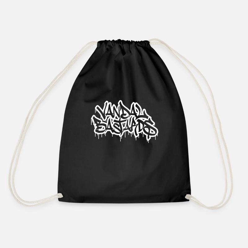 Vandal Bastards WHITE - Drawstring Bag - black
