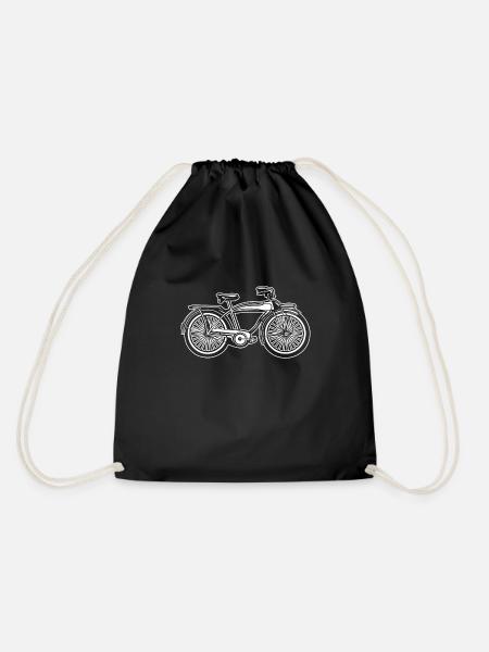 Beach Cruiser Bicycle 01_white - Drawstring Bag - black