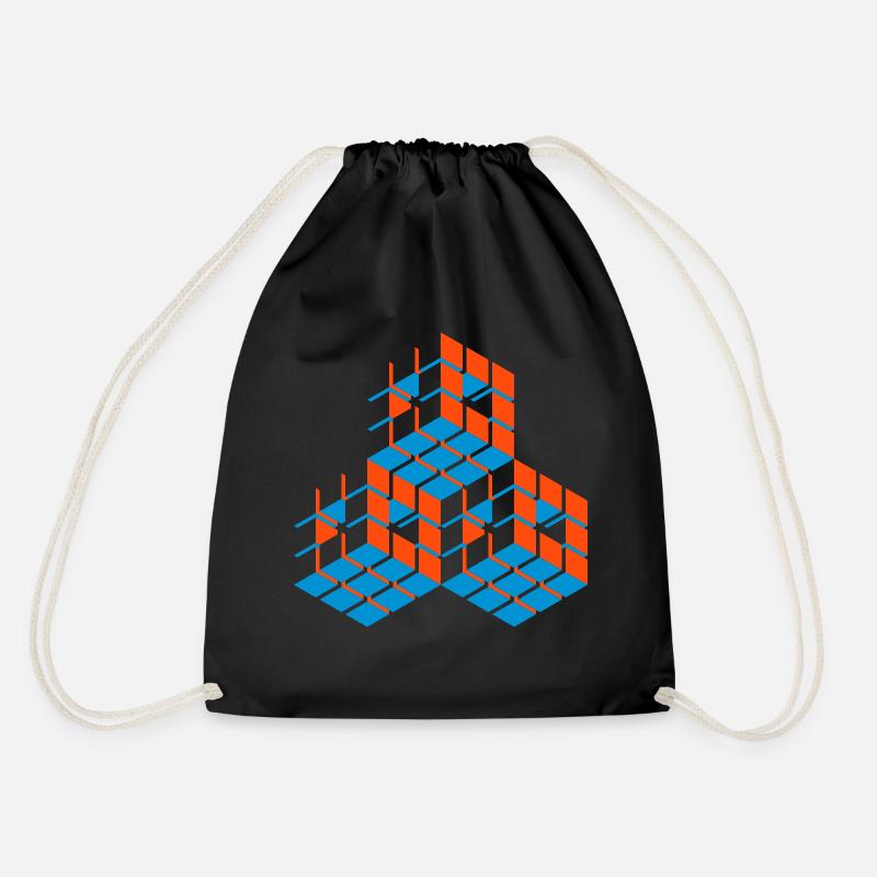 Cube - Drawstring Bag - black
