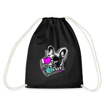 Bully - French Bulldog - Love - Drawstring Bag - black - Back