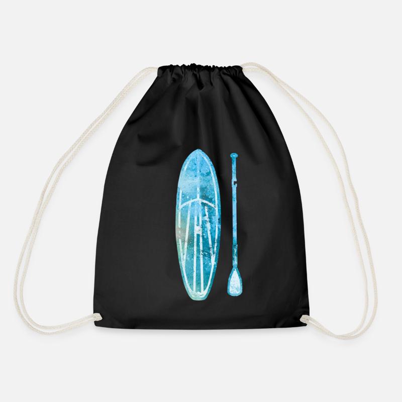Stand Up Paddle Board SUP with Paddle Watercolor - Drawstring Bag - black