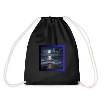 Vollmond mit Meer - Turnbeutel - Schwarz - Hinten