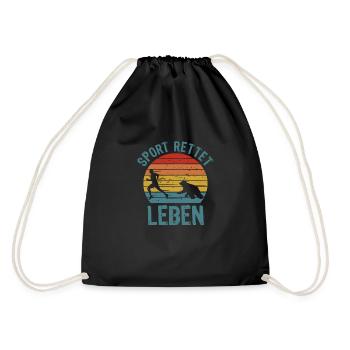Sport Rettet Leben Spruch - Lustiges Sportler - Turnbeutel - Schwarz - Hinten