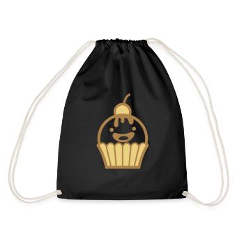 muffin, kuchen, keks, zucker, küche - Turnbeutel - Schwarz - Hinten