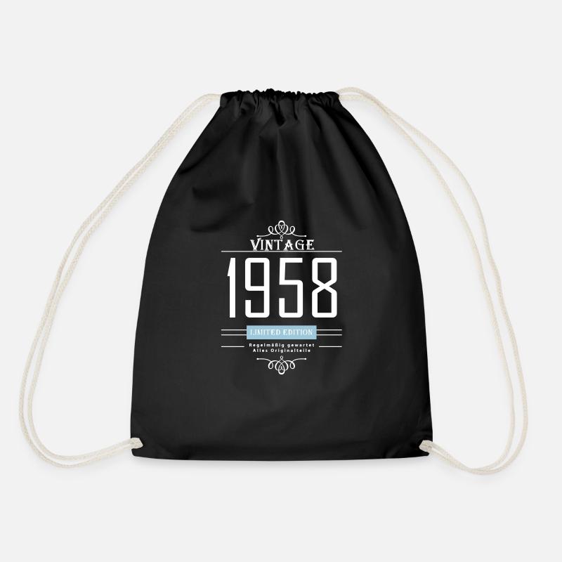 Vintage 1958 - Limited Edition (Vector) - Drawstring Bag - black