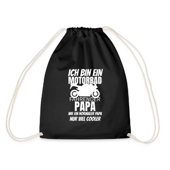 Motorrad fahrender Papa cooler als ein normaler - Turnbeutel - Schwarz - Hinten