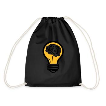 Light bulb with a brain - Drawstring Bag - black - Back