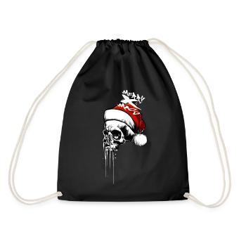 Frohe Weihnachten Totenkopf - Turnbeutel - Schwarz - Hinten
