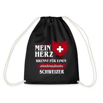 SCHWEIZER - MEIN HERZ BRENNT - Turnbeutel - Schwarz - Hinten