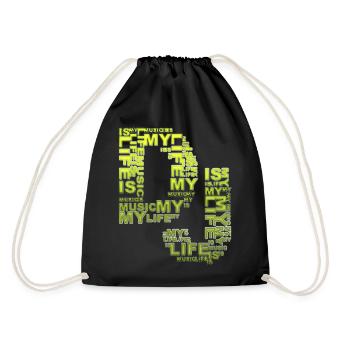 DJ - music is my life - Turnbeutel - Schwarz - Hinten
