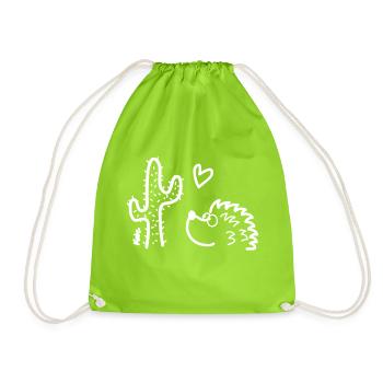 Igel in love - Turnbeutel - Neongrün - Vorne