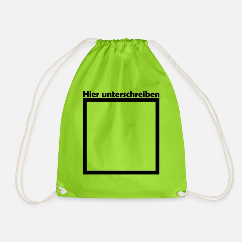 Unterschrift - Turnbeutel - Neongrün