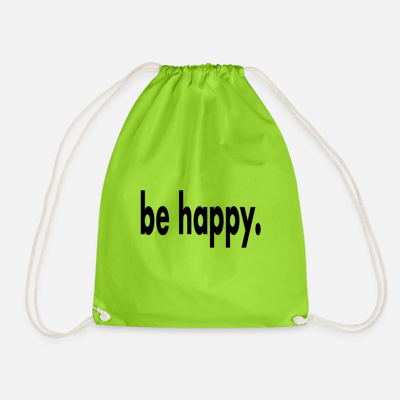 be happy. Schriftzug - Turnbeutel - Neongrün