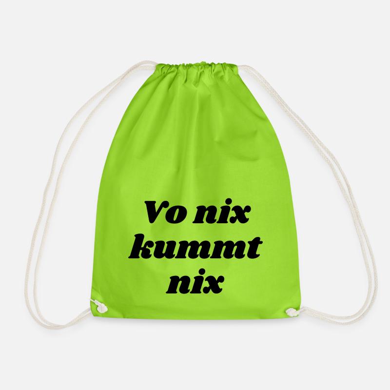 vo nix kummt nix - bayrischer Spruch - Turnbeutel - Neongrün
