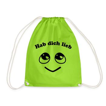 Love you smiley - Drawstring Bag - neon green - Front