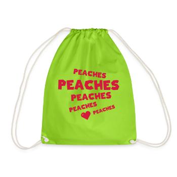 PEACHES, PEACHES, PEACHES - True Love! - Drawstring Bag - neon green - Front