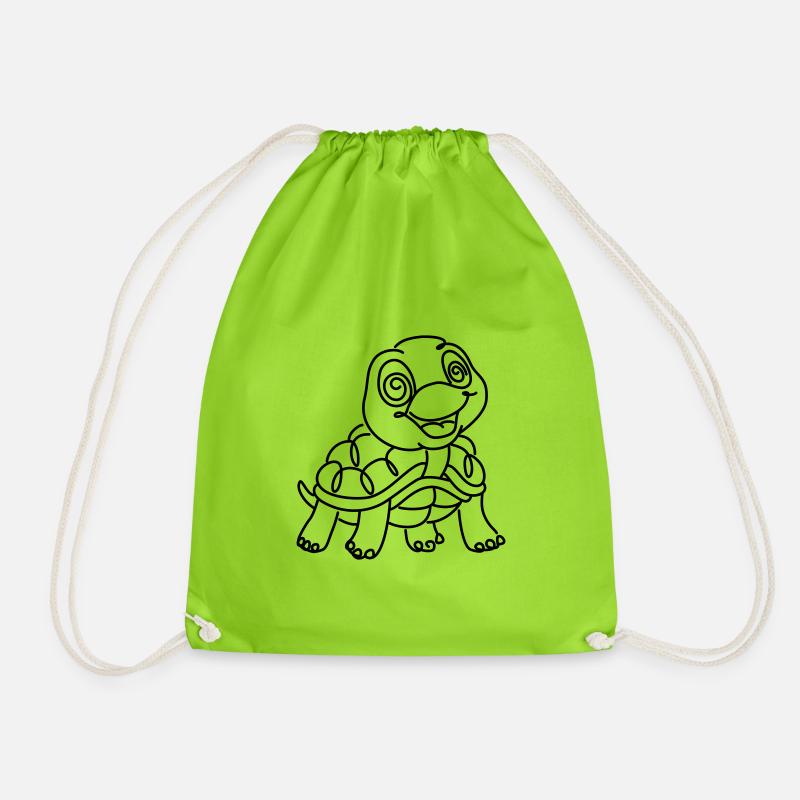 Turtle monochrome - Drawstring Bag - neon green