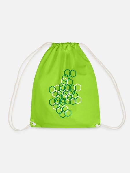 Hexagon Muster - Turnbeutel - Neongrün