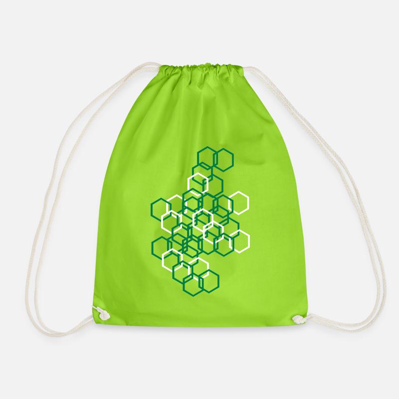 Hexagon Muster - Turnbeutel - Neongrün