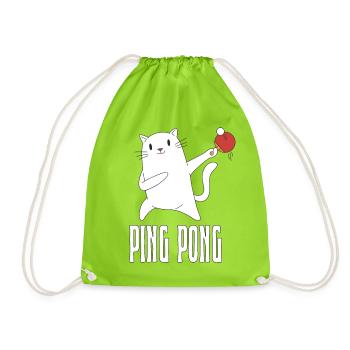 Table Tennis Katze Pingpong Outfit Cat Tischtennis - Sac de sport léger - vert néon - Devant