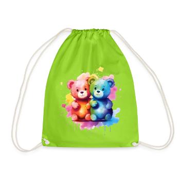 Love is a Bear Necessity - Drawstring Bag - neon green - Front