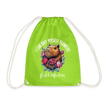 Je peux m’acheter des fleurs – Cheeky Capybara Design - Sac de sport léger - vert néon - Devant
