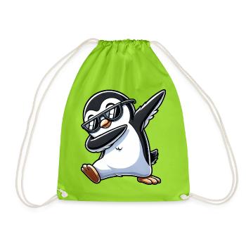 Cool Penguin Dab Lunettes de soleil Dessin animé - Sac de sport léger - vert néon - Devant
