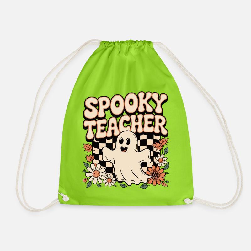 Spooky Lehrer Halloween Dessin - Turnbeutel - Neongrün