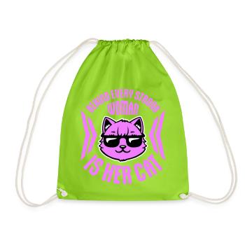 Behind Every Strong Woman Is Her Cat Spruch Katze - Drawstring Bag - neon green - Front