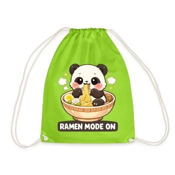 Ramen mode on Panda - Drawstring Bag - neon green - Front