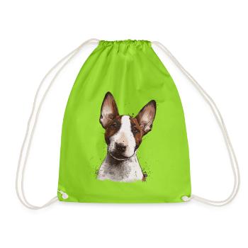 Bull Terrier Portrait – Illustrative Dog - Drawstring Bag - neon green - Front