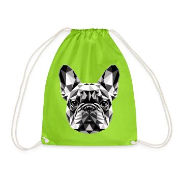 Motif du chien bouledogue français Grand Danois français - Sac de sport léger - vert néon - Devant