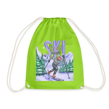Ski Trails Calling Cross-Country Sports - Drawstring Bag - neon green - Front