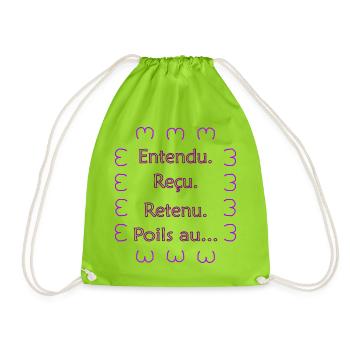 Entendu. Reçu. Retenu. Poils au... Violet Foncé - Sac de sport léger - vert néon - Devant