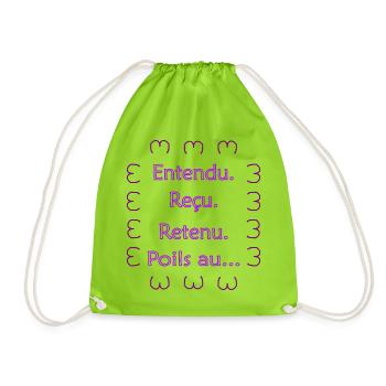 Entendu. Reçu. Retenu. Poils au... Violet Clair - Sac de sport léger - vert néon - Devant