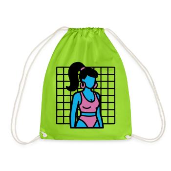 90s Fitness Girl Vaporwave - Drawstring Bag - neon green - Front