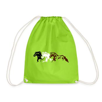 Chevaux, poneys, animaux, étalon, - Sac de sport léger - vert néon - Devant