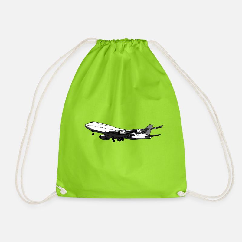 Airplane silhouette with dynamic design - Drawstring Bag - neon green