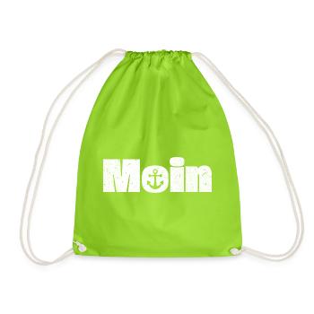 Moin mit Anker Design - Turnbeutel - Neongrün - Vorne