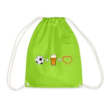 Football plus beer equals love - Drawstring Bag - neon green - Front