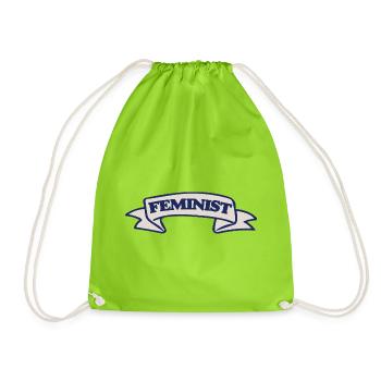 Feminist Crest Ribbon Design - Drawstring Bag - neon green - Front