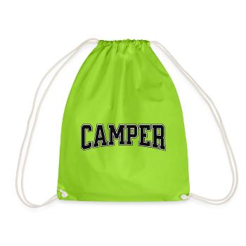 Camper Schriftzug mit Kontrastkontur - Turnbeutel - Neongrün - Vorne