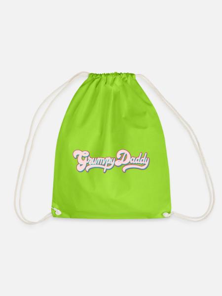 Grumpy Daddy Retro Script - Farbe "Sports Bra" - Turnbeutel - Neongrün