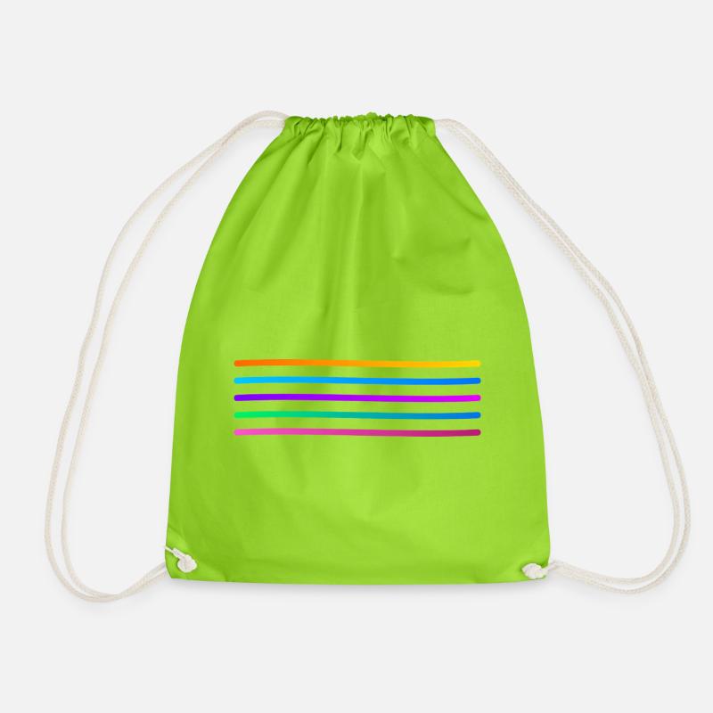 Rainbow Stripe Pattern - Drawstring Bag - neon green
