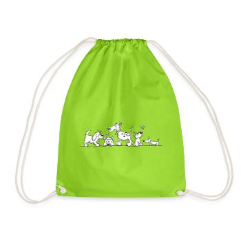 Lustiges Hunde Motiv mit Cartoon Hunden  - Turnbeutel - Neongrün - Vorne