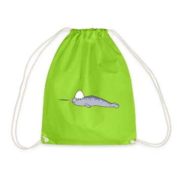 Cute Cartoon Narwhal Unicorn Easter Sunday Costume - Drawstring Bag - neon green - Front