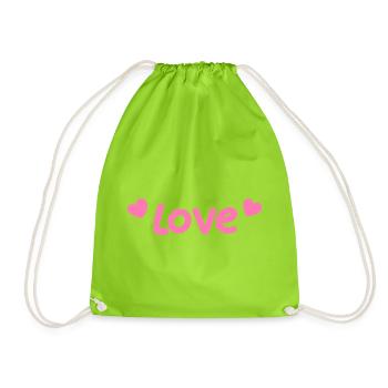 Love pastel et cœurs rose - Sac de sport léger - vert néon - Devant