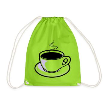 Kaffee, Tasse, Koffein - Turnbeutel - Neongrün - Vorne