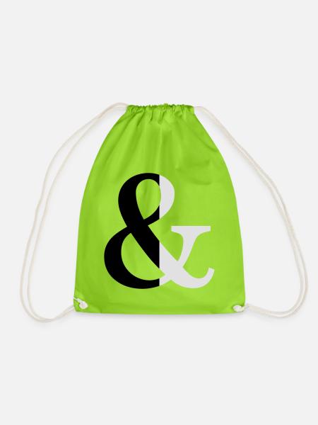 Ampersand zweifarbig Zeichen Symbol Geschenkidee - Turnbeutel - Neongrün